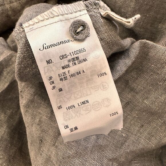 Samansa Mos2 Linen Collared Lagenlook Dress OS Tunic Pinched Pleats - Picture 9 of 9